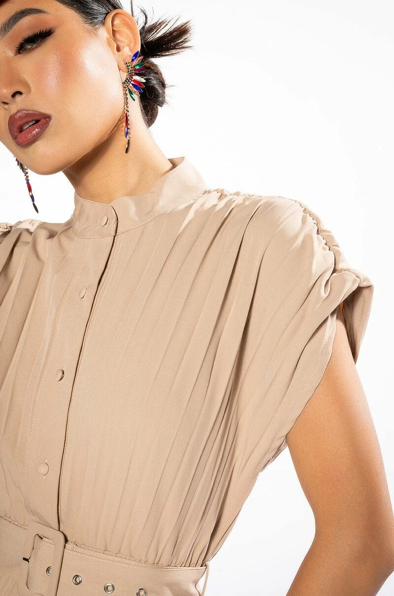 NEW ME PLEATED BUTTON DOWN BLOUSE - Image 5