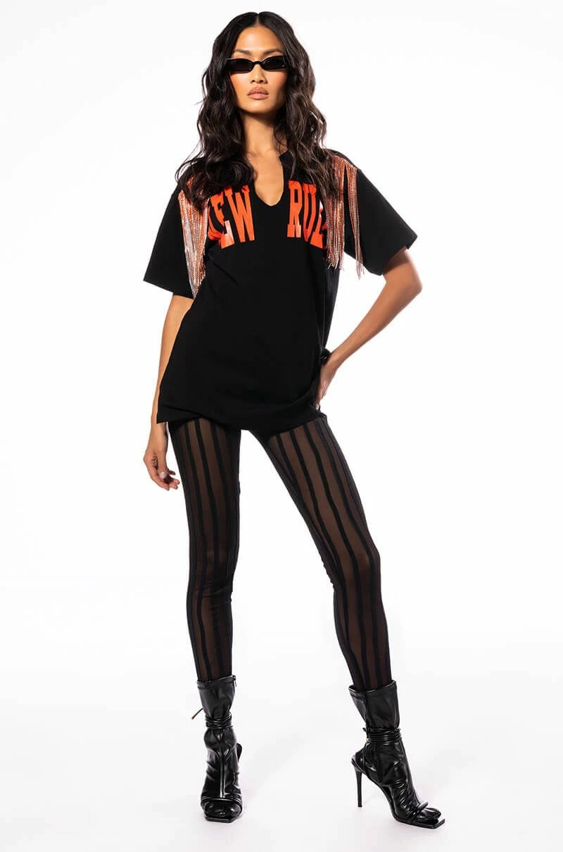 NEW RULES RHINESTONE DETAIL OVERSIZED TSHIRT - Image 2