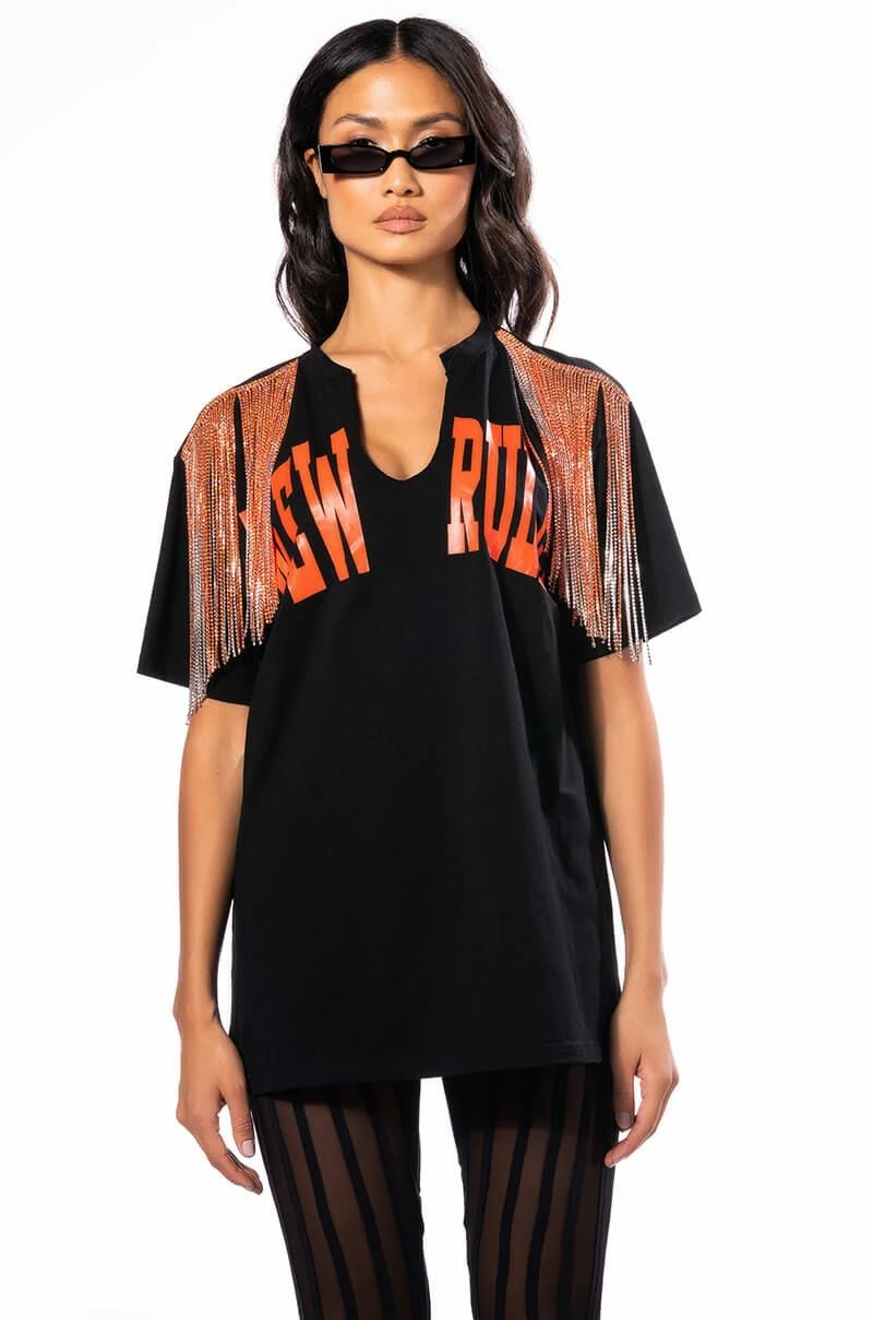 NEW RULES RHINESTONE DETAIL OVERSIZED TSHIRT - Image 4