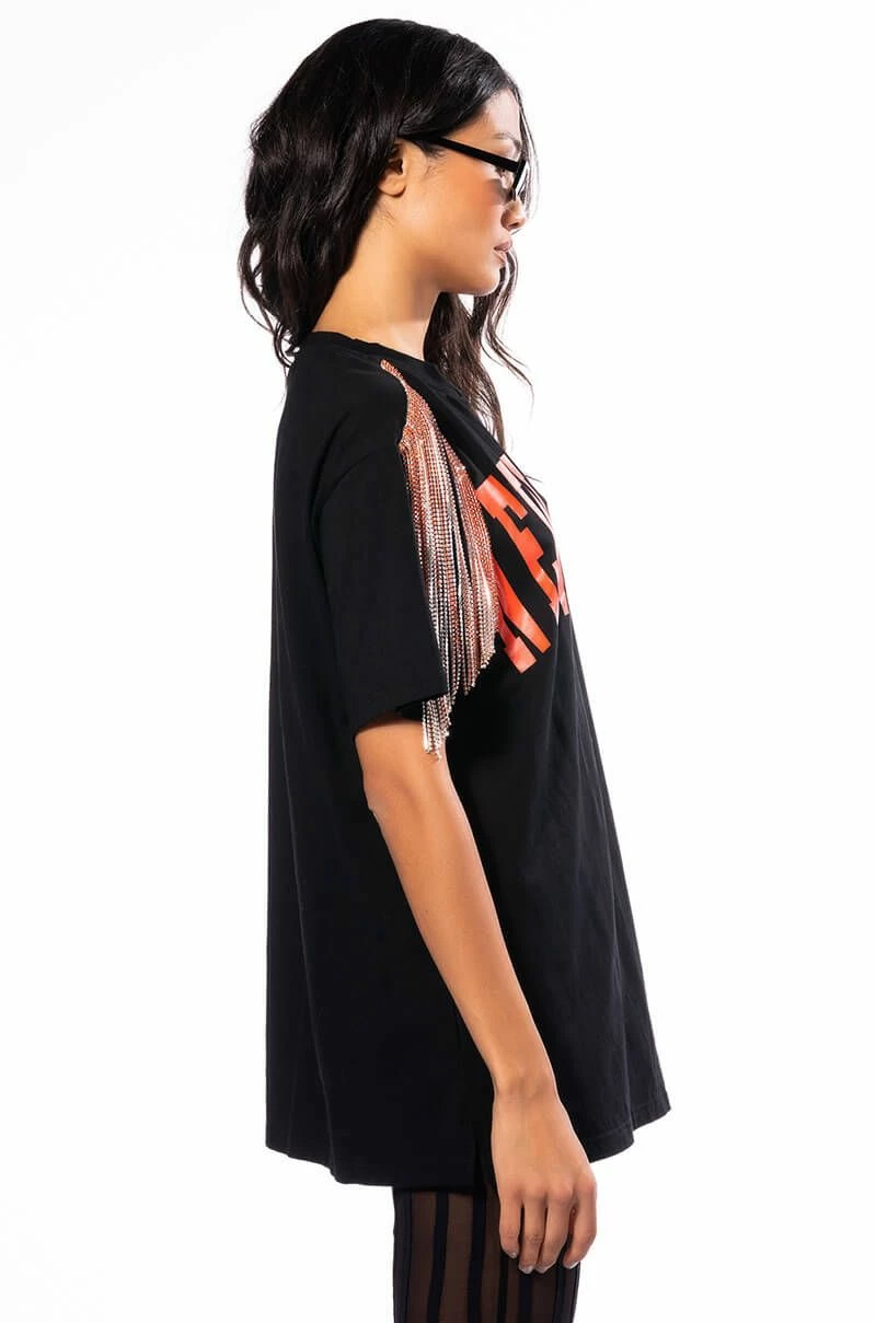 NEW RULES RHINESTONE DETAIL OVERSIZED TSHIRT - Image 5