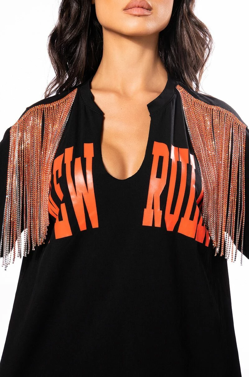 NEW RULES RHINESTONE DETAIL OVERSIZED TSHIRT - Image 7