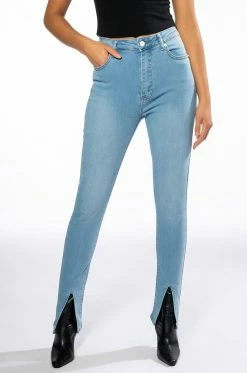 NIGHTFALL MID RISE SKINNY JEANS WITH FRONT SLIT