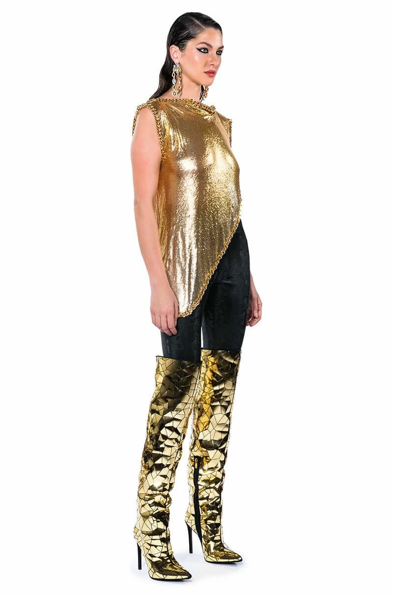 ON THE ROCKS SHORT SLEEVE ASYMMETRICAL CHAINMAIL BLOUSE - Image 8