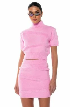 ON WEDNESDAYS COZY KNIT SHORT SLEEVE TOP