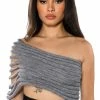 ONE SHOULDER RIB KNIT LAYERING TUBE TOP