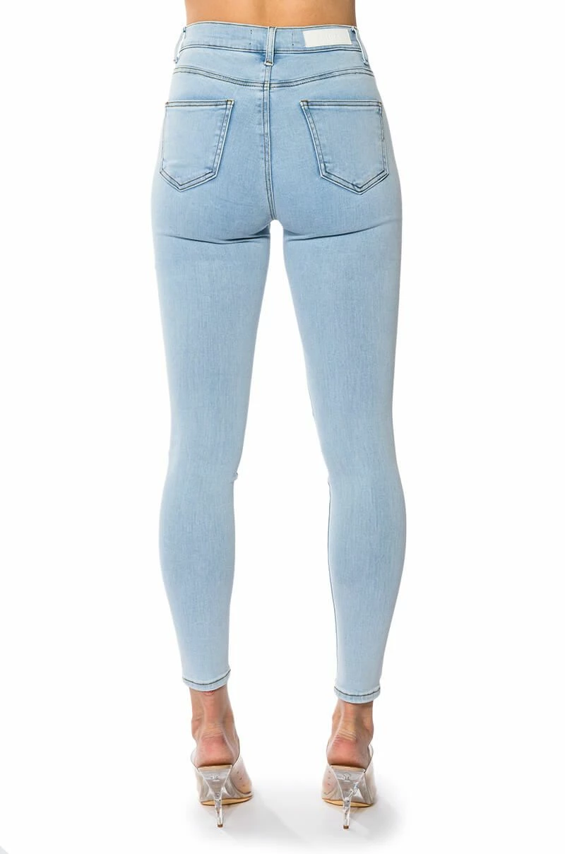 OUTTA THIS WORLD DISTRESSED RHINESTONE HIGH RISE SKINNY JEANS - Image 7