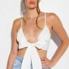 PICNIC IN THE PARK WOVEN TIE FRONT POPLIN BRALETTE