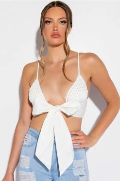 PICNIC IN THE PARK WOVEN TIE FRONT POPLIN BRALETTE