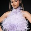REAL OSTRICH FEATHER TOP IN LIGHT PURPLE