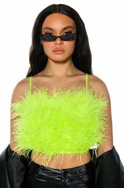REAL OSTRICH FEATHER TOP IN LIME