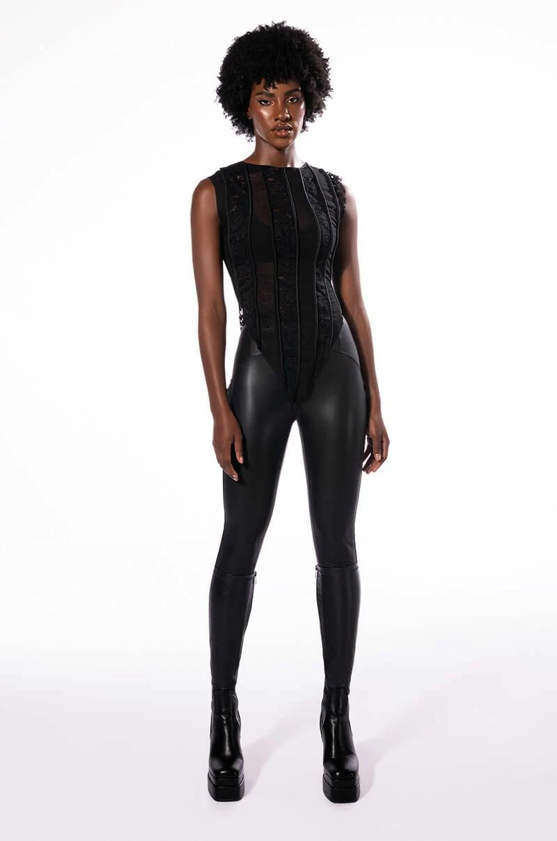 SEXY LACE PANEL SLEEVELESS MESH BLOUSE - Image 7