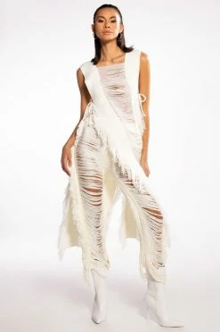 SHREDDED OPEN SIDES KNIT TOP