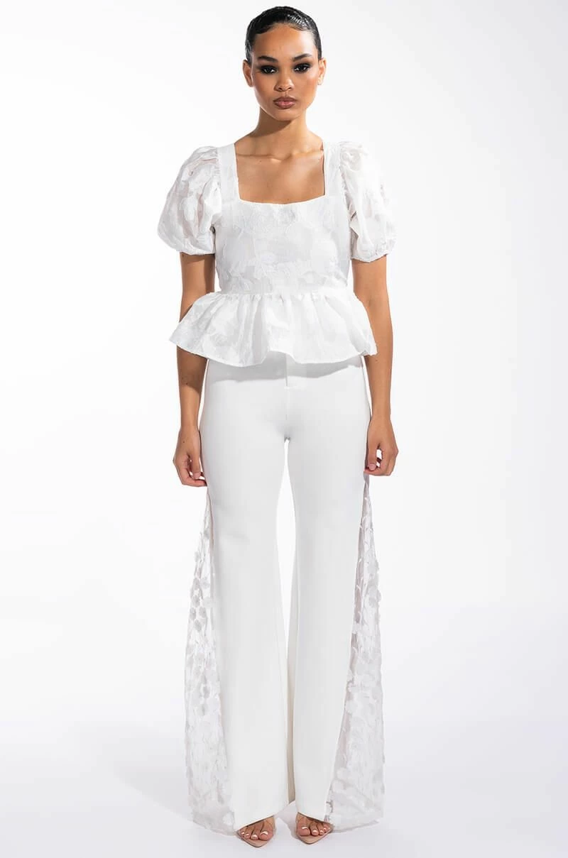 SUGAR SQUARE NECK SHORT SLEEVE PEPLUM BLOUSE - Image 7