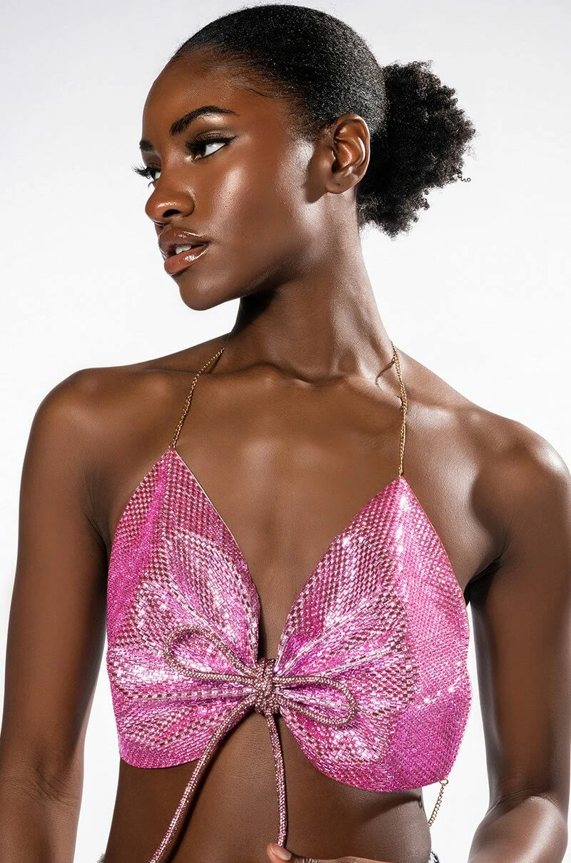 SWEET THANG SLEEVELESS EMBELLISHED CROP TOP IN PINK - Image 2