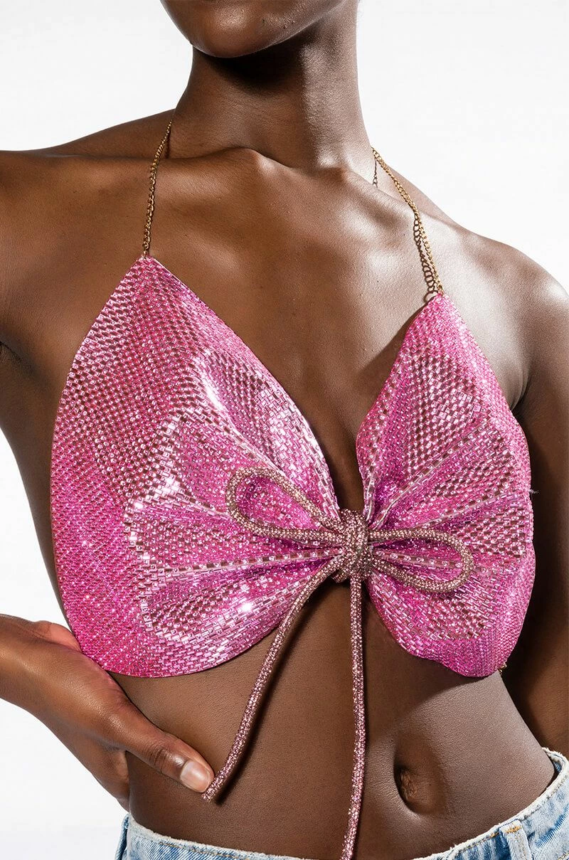 SWEET THANG SLEEVELESS EMBELLISHED CROP TOP IN PINK - Image 3