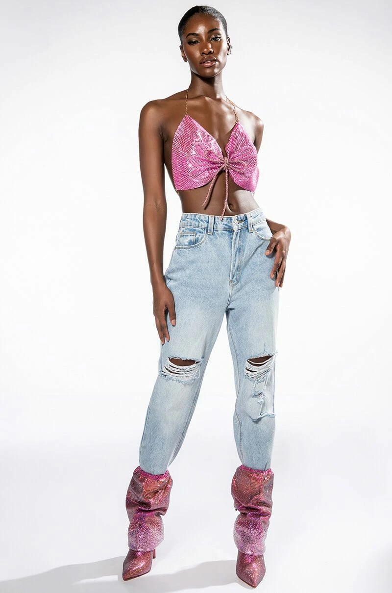 SWEET THANG SLEEVELESS EMBELLISHED CROP TOP IN PINK - Image 4