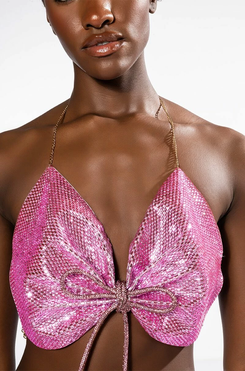 SWEET THANG SLEEVELESS EMBELLISHED CROP TOP IN PINK - Image 9