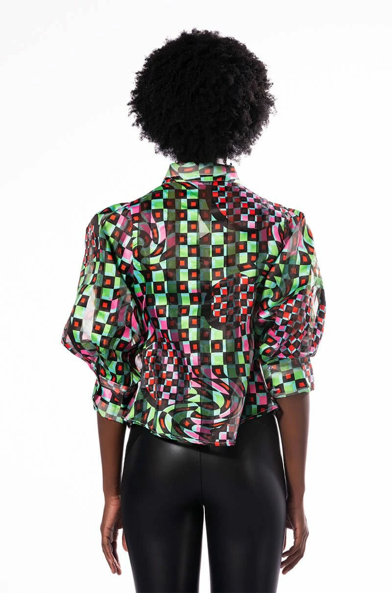 THAT GIRL IS POISON ORGANZA BUTTON DOWN BLOUSE - Image 5
