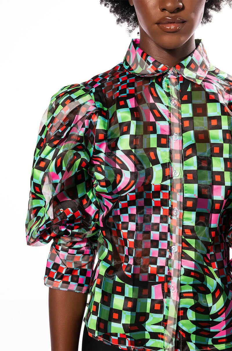 THAT GIRL IS POISON ORGANZA BUTTON DOWN BLOUSE - Image 6