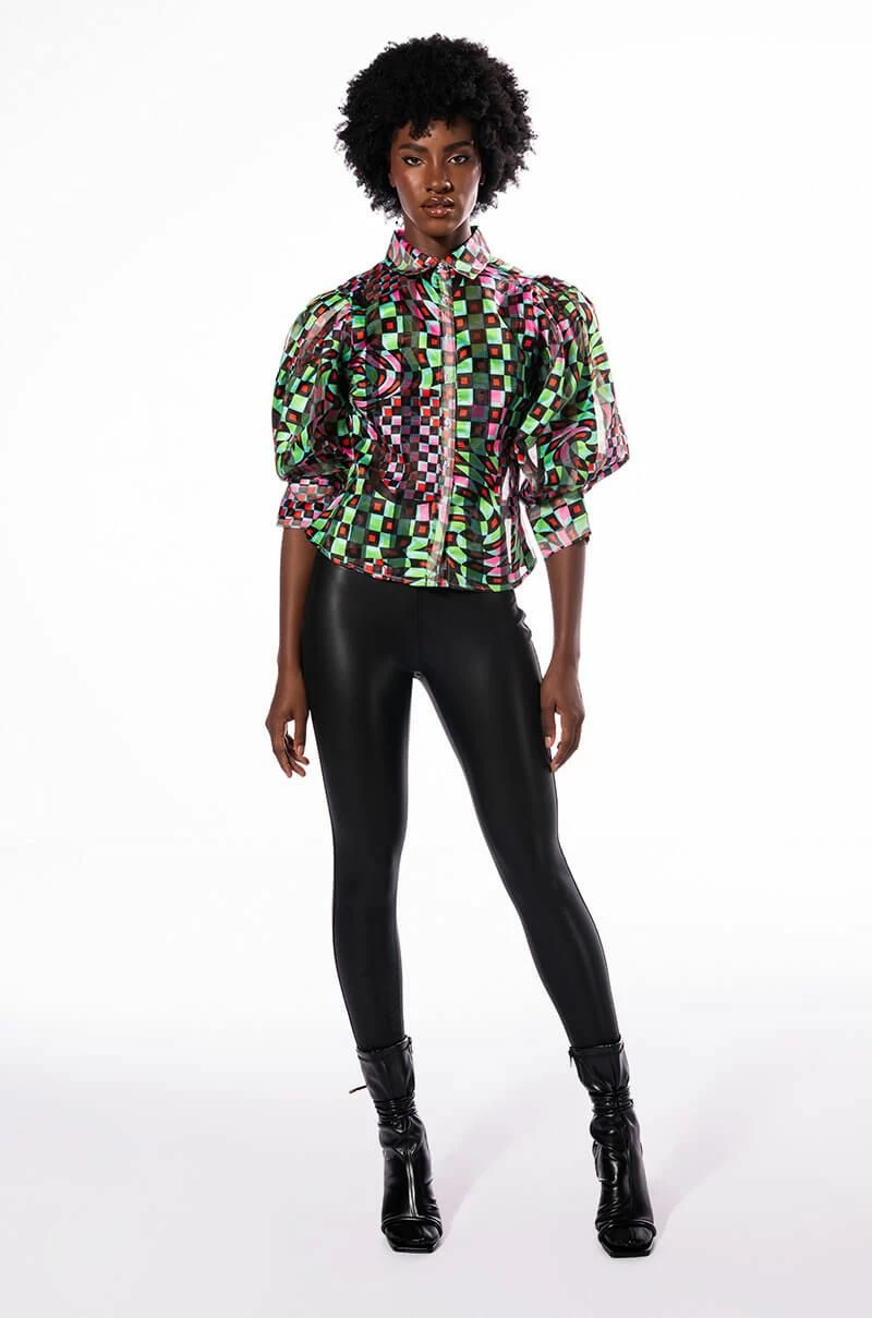 THAT GIRL IS POISON ORGANZA BUTTON DOWN BLOUSE - Image 7