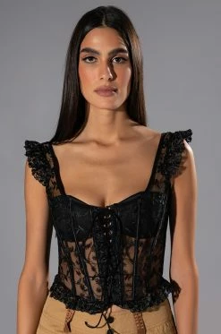 VEN AQUI LACE UP CORSET TOP