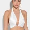YOUR PLACE OR MINE SATIN HALTER BRALETTE